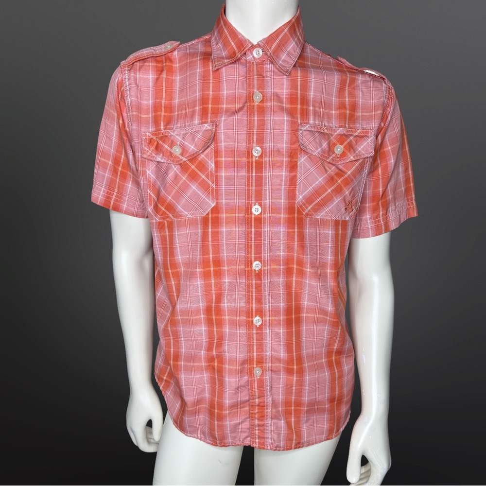 Akademiks Vintage Y2K Orange Red Plaid Button Down Shirt